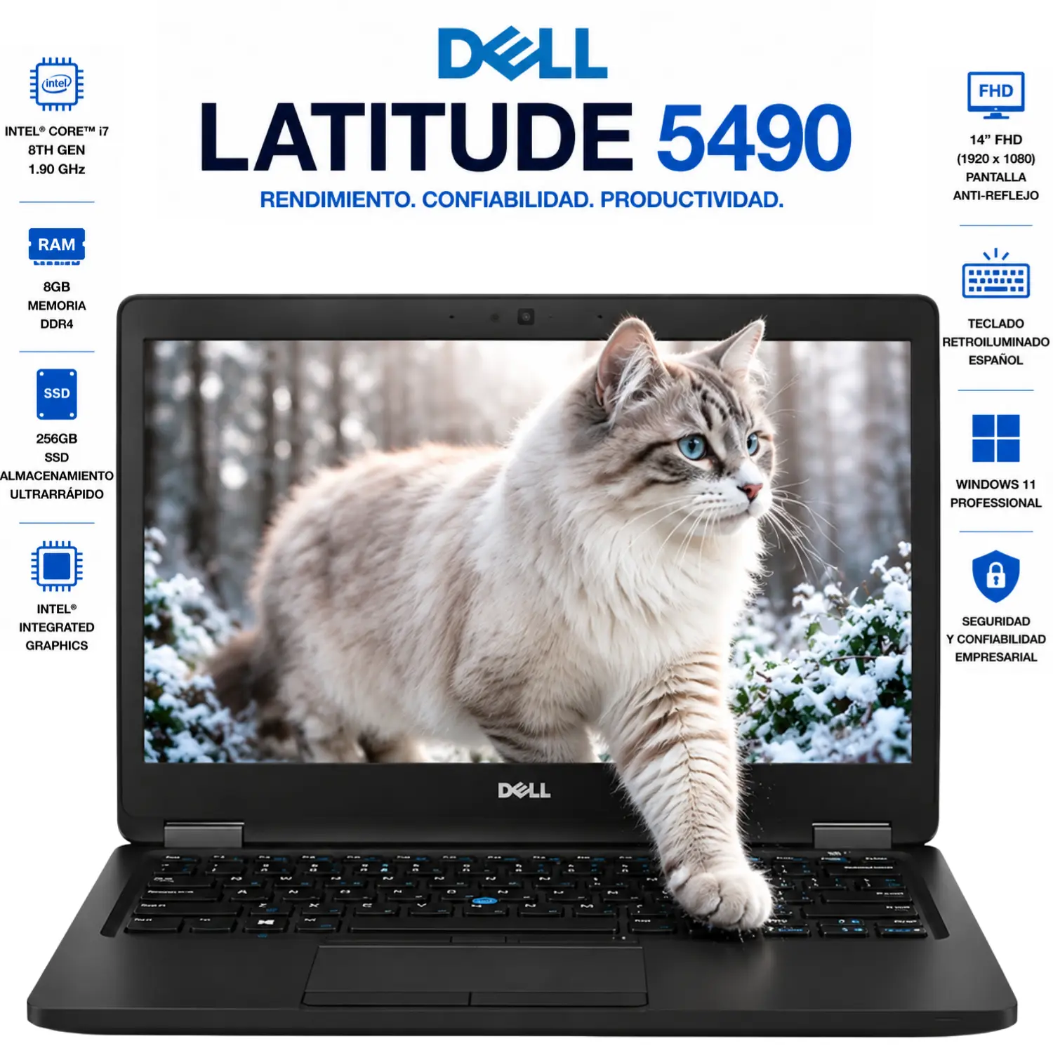 [DE5490-I7-8-256-ES/RFB] Reacondicionado-Dell Latitude 5400 Laptop i7 8GB RAM 256GB SSD 14" FHD Windows 11 Pro