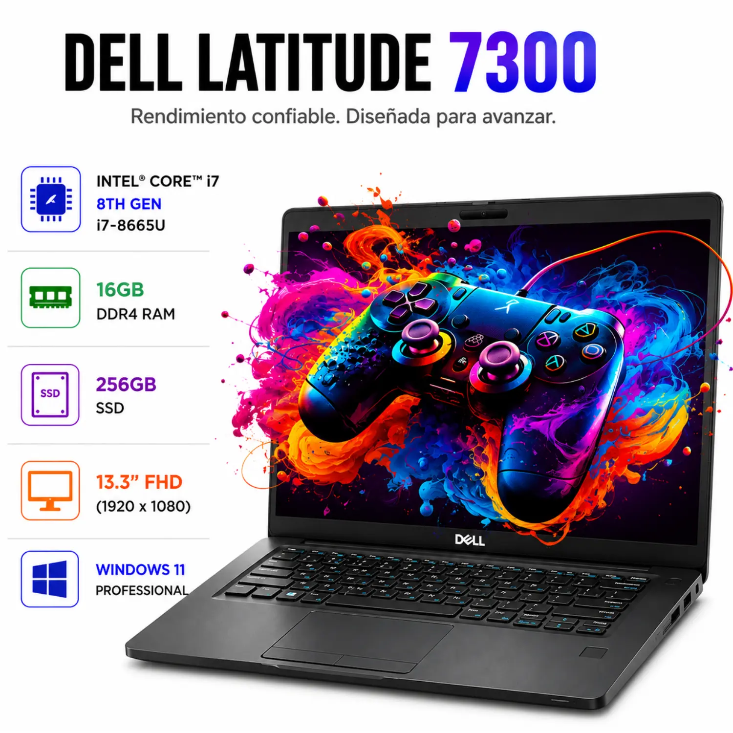 [DE7300-I7-8-256-ES/RFB] Dell Latitude 7300 13.3" FHD Intel Core i7 16GB RAM 512GB SSD Windows 11 (Reacondicionado) 