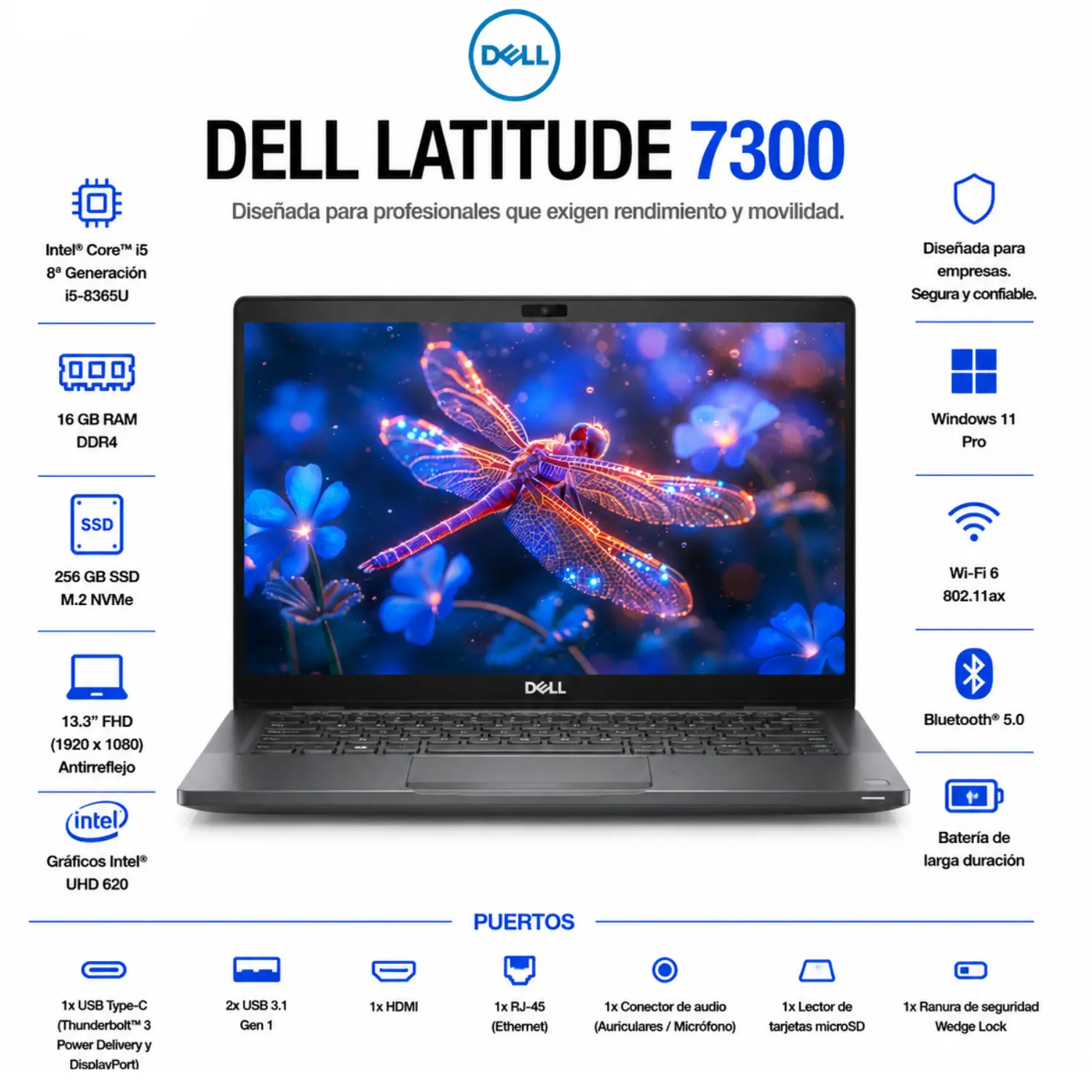 [DE7300-I5-16-256/RFB] Dell Latitude 7300 13.3" FHD Intel Core i5 16GB RAM 256GB SSD Windows 11