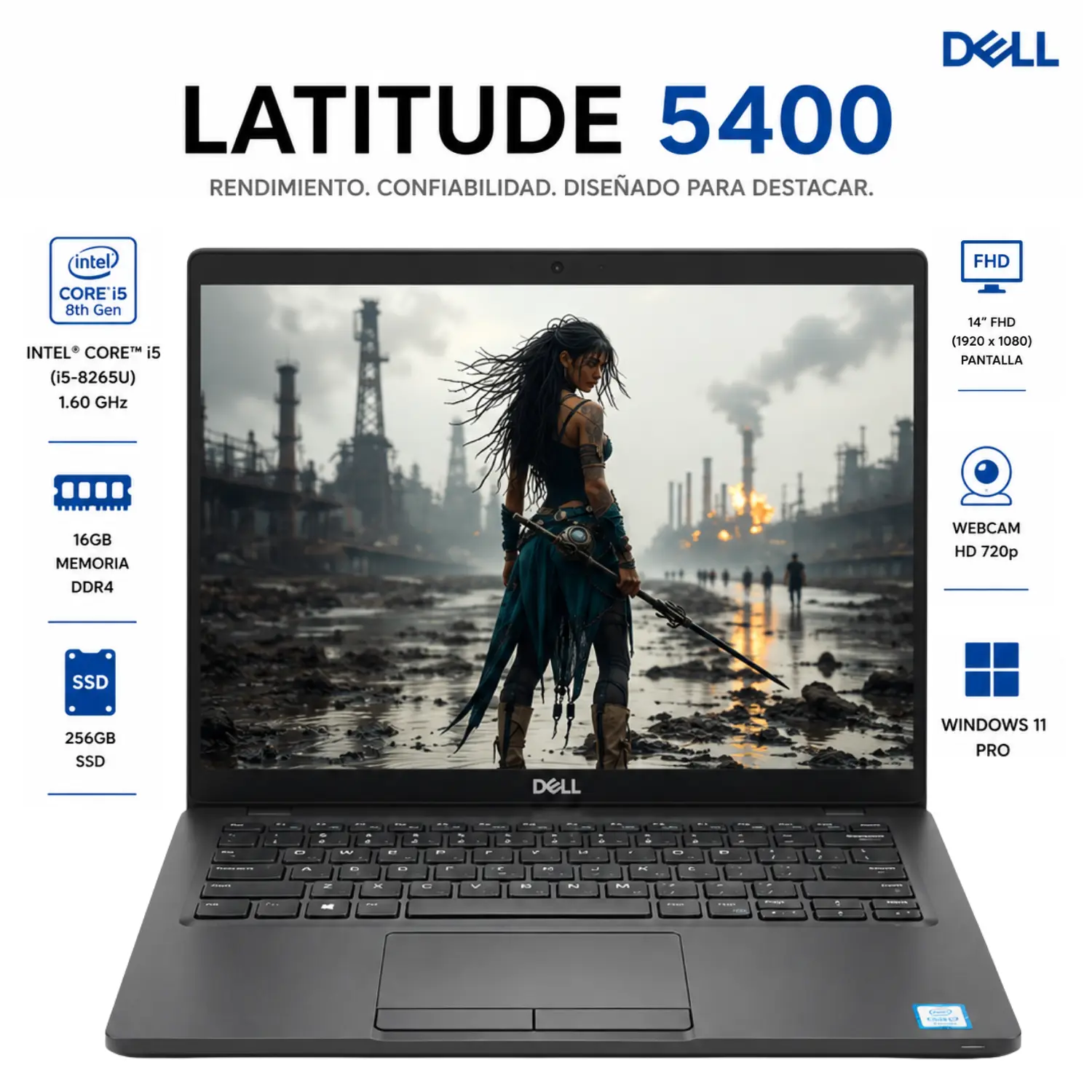 [DE5400-I5-8TH-16-256-AB/RFB] Dell Latitude 5400 14" FHD Intel Core i5 16GB RAM 256GB SSD Windows 11 (Reacondicionado) 