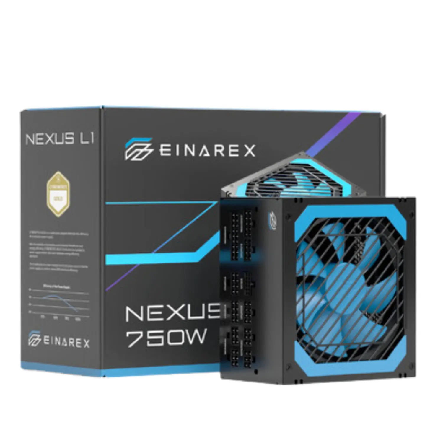 [EXPS-NL1-750-BK/NEW] Fuente de Poder EINAREX NEXUS L1 750W Black - Fuente de Alimentación ATX para PC, Alta Eficiencia, Protecciones de Seguridad Integral, Ventilador de 120mm Silencioso (EXPS-NL1-750-BK)