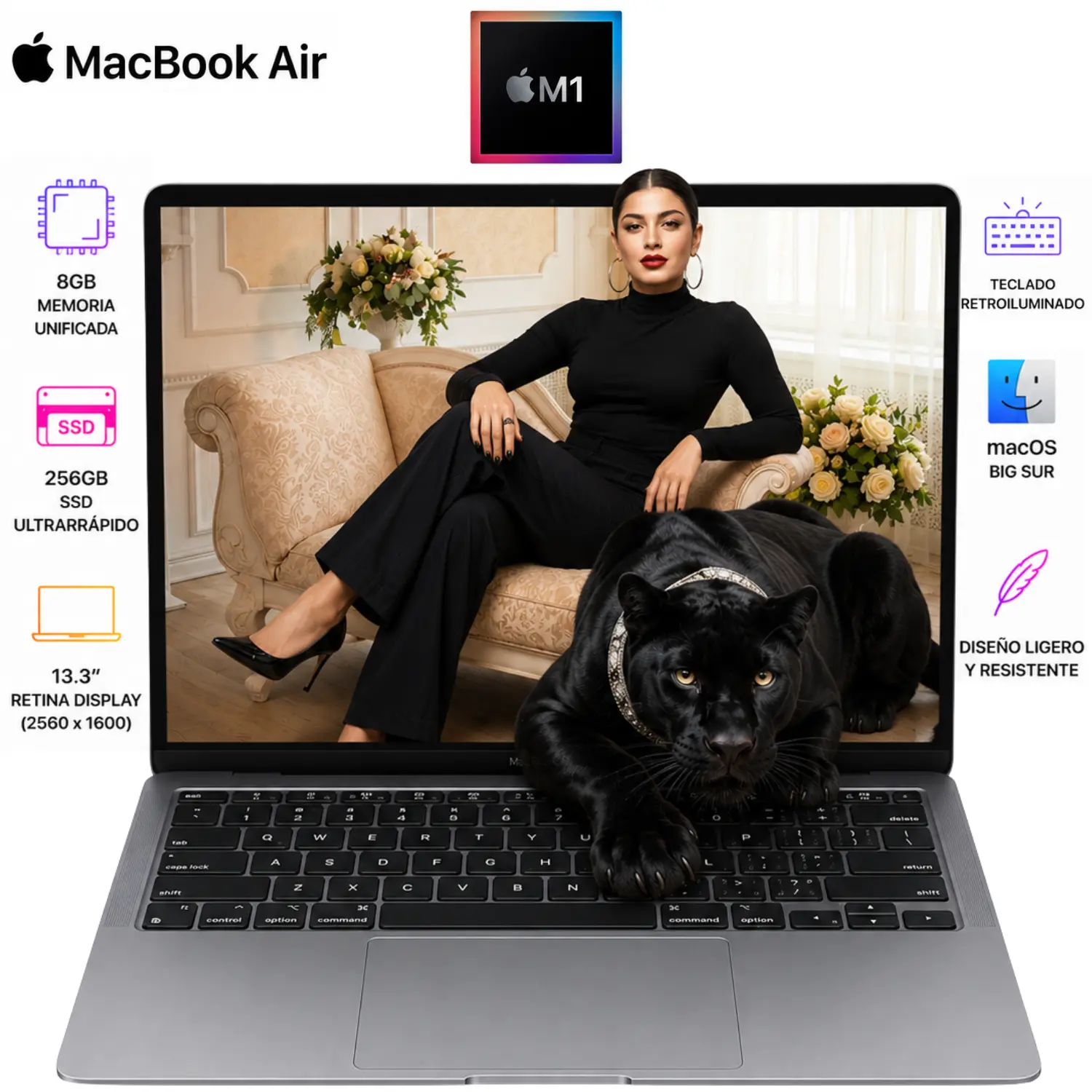 [A2337SPG20-M187-8-S256/RFB] Reacondicionado-Apple MacBook Air M1 8GB RAM 256GB SSD 13.3" Retina macOS Gris Espacial