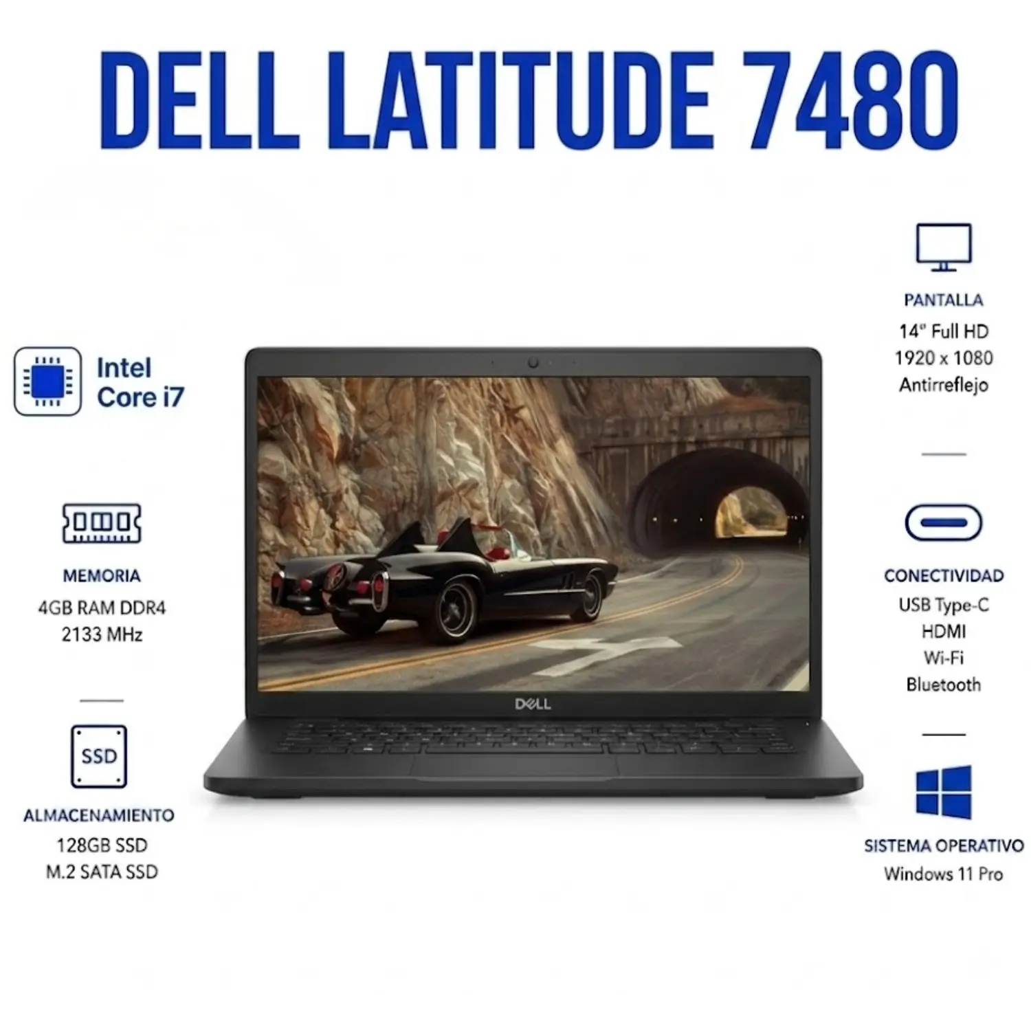 [DE7480-I7-4-128-ES/RFB] Dell Latitude 7480 14" FHD Intel Core i7 4GB RAM 128GB SSD Windows 11 (Reacondicionado) 