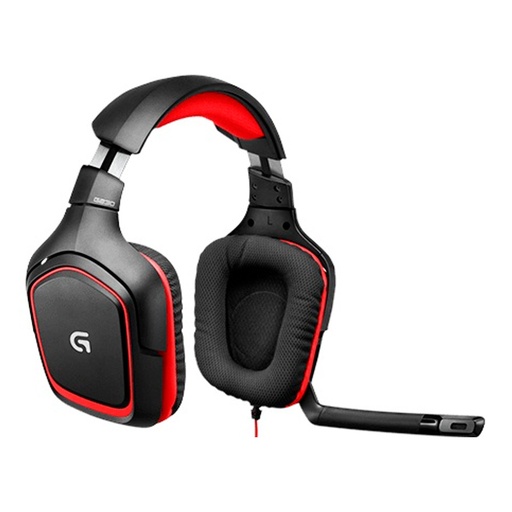 Audífonos Alámbricos Logitech Gamer Con Micrófono G230 | 2.3 Metros Color Negro/Rojo